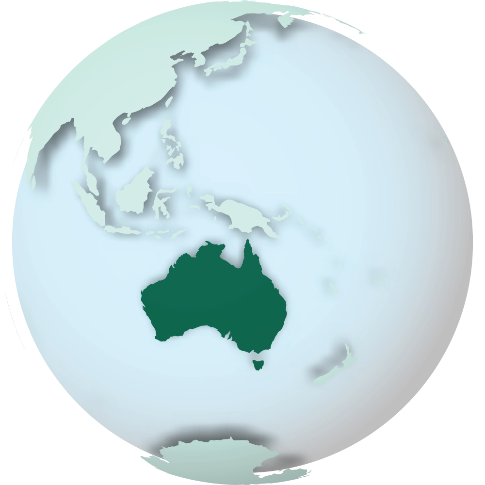World map with Australia centred